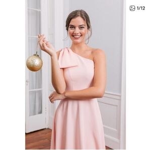 Gal Meets Glam Yvonne Rose Quartz One Shoulder Bow Dress Size 12 NWT